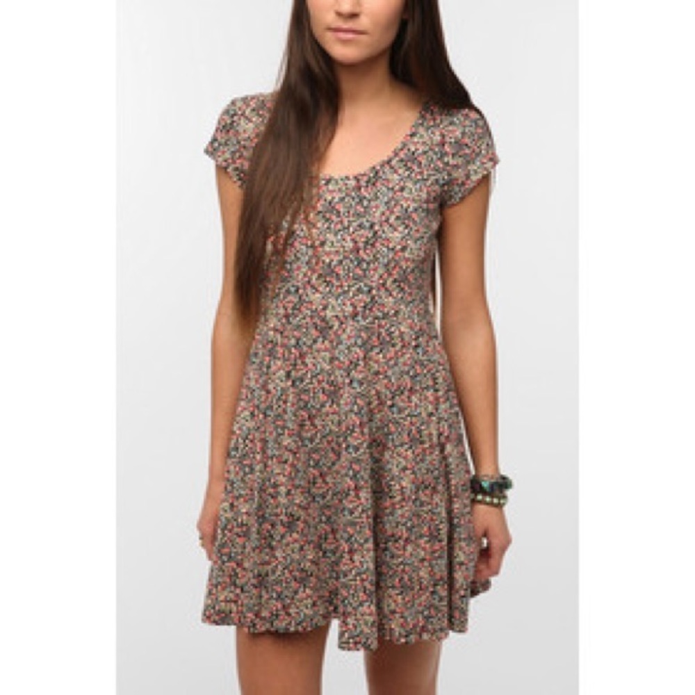 Kimchi Blue Double Scoop Neck Knit Skater Dress